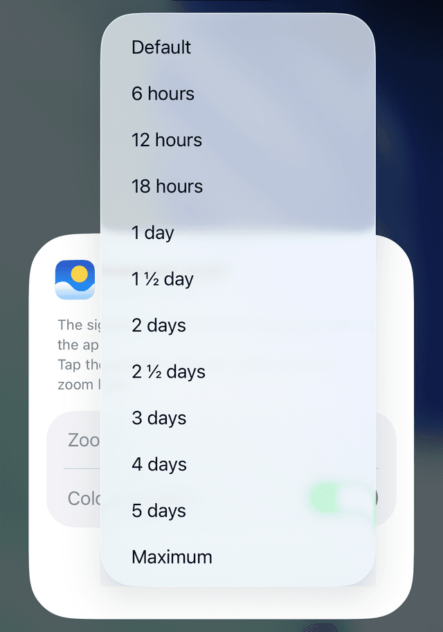 iOS widget zoom options